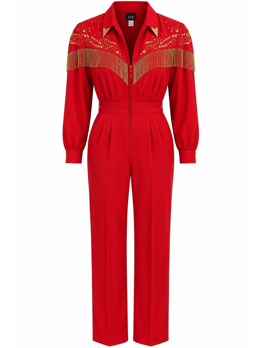 Vintage IIF Red Western Fringe Jumpsuit